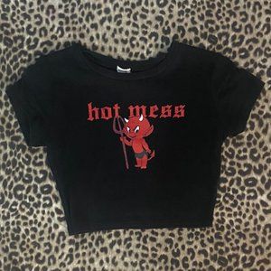 GARAGE (Size XS) Hot Mess Devil Crop Top